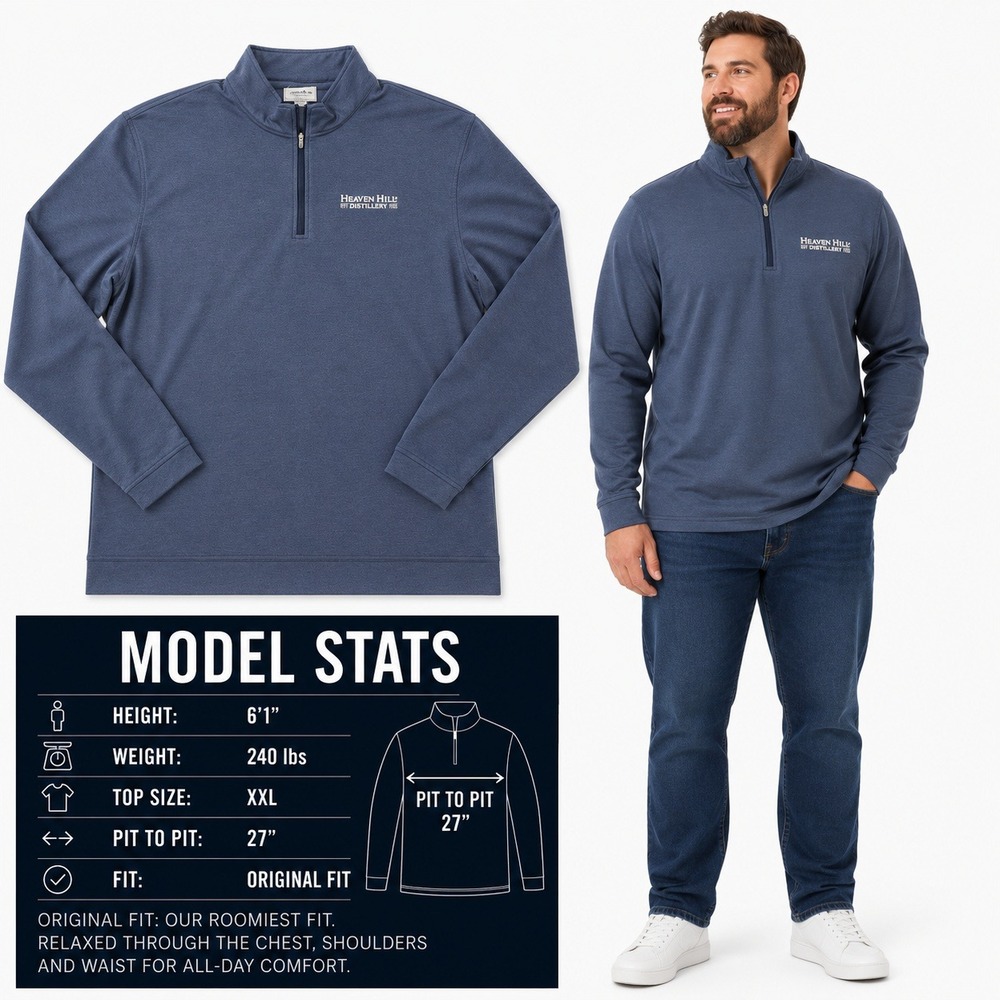 Peter Millar Mens XXL Heaven Hill Distillery Blue 1/4 Zip Pullover Performance